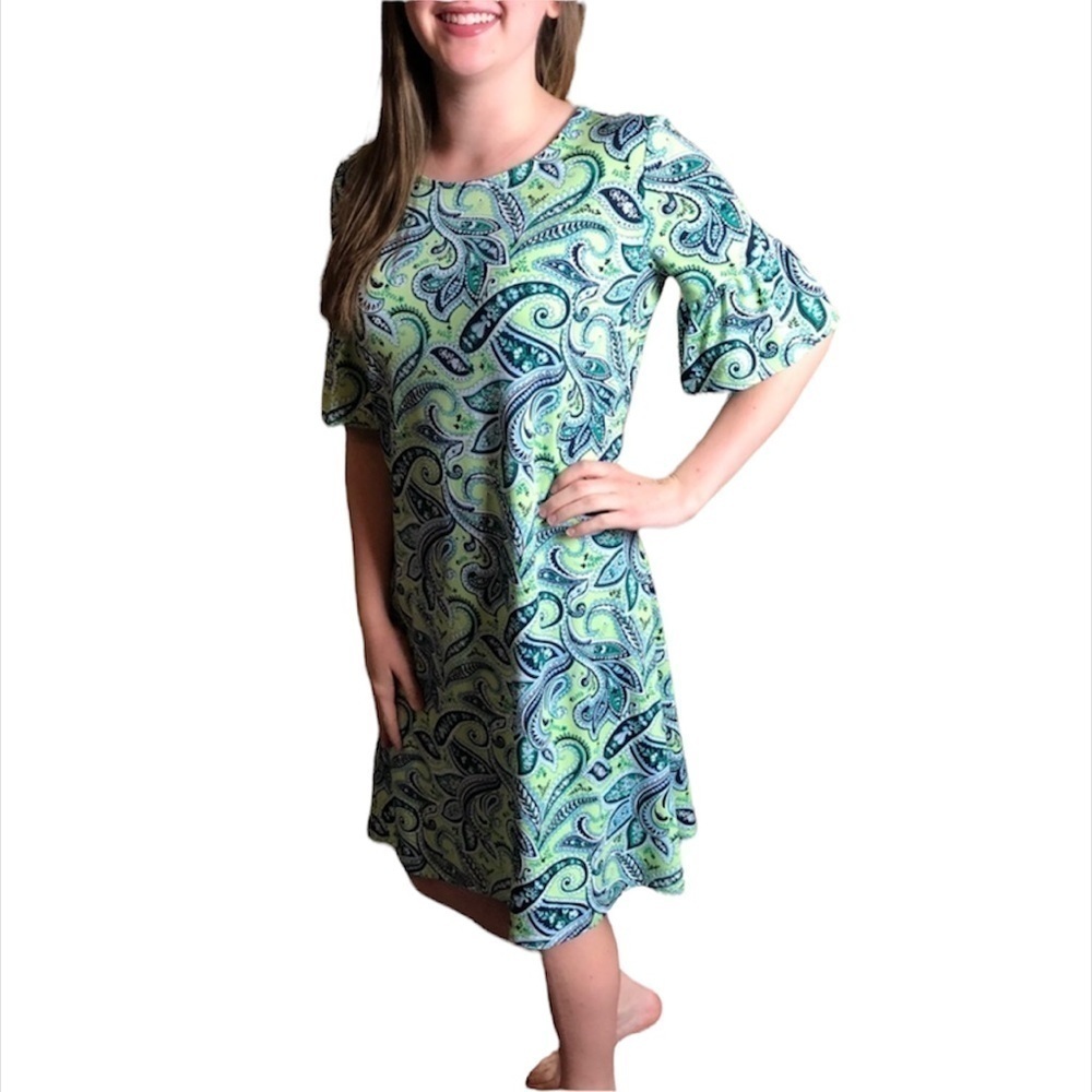 Kim Rogers, lounging dress